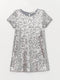 Crew Neck Sequin Embroidered Girl Dress